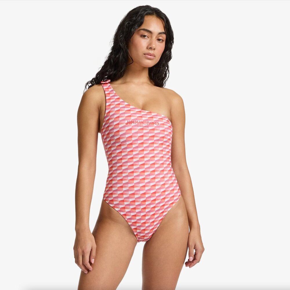 JIMMY CHOO Alula Paprika/Candy Pink Diamond Print NWT Sz 38 IT US XS $595